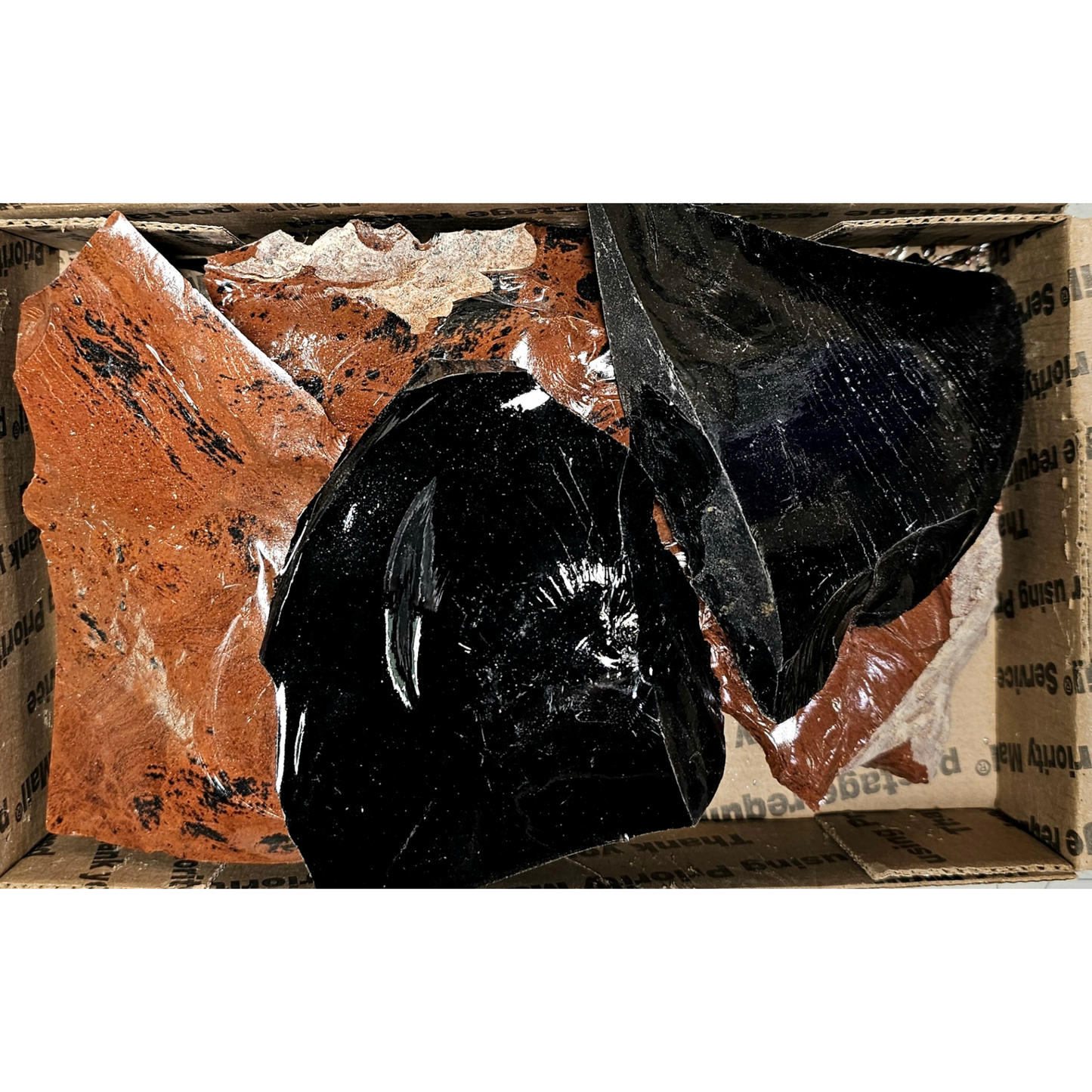 3+ Lbs Mixed Black & Mahogany Obsidian Spalls