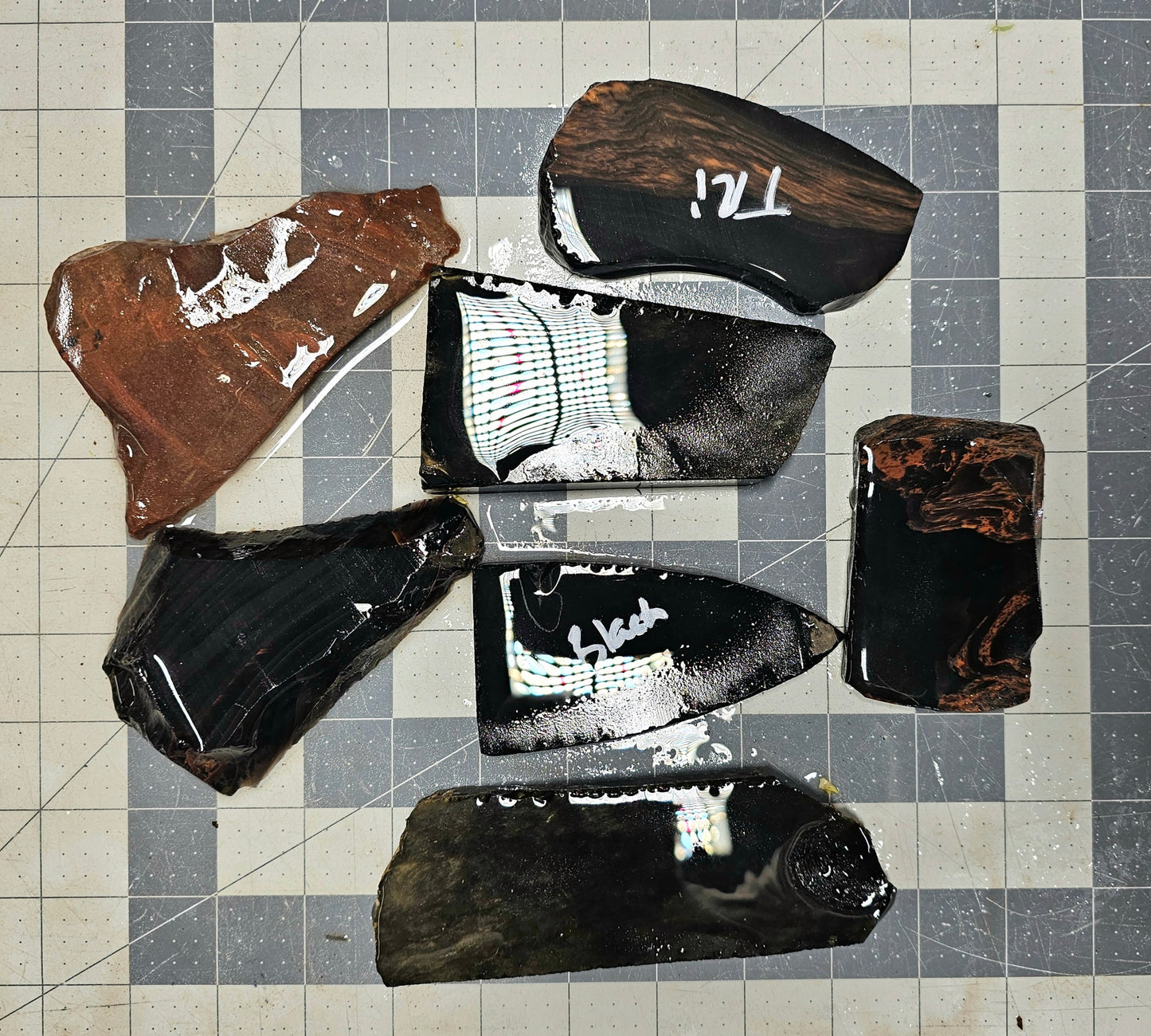 Box 11 Obsidian Percussion Slabs Mixed Obsidian Slabs