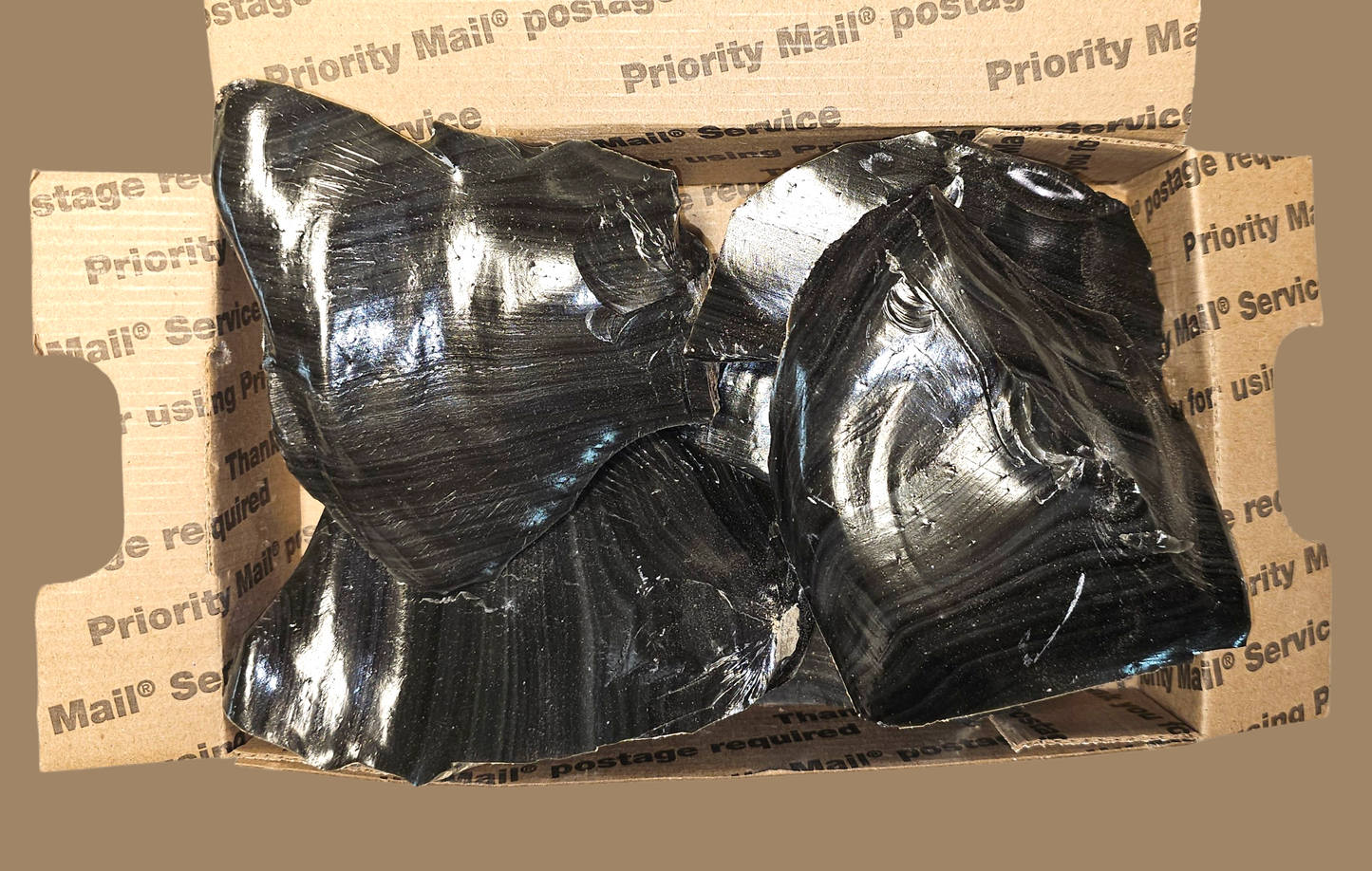 3+ Lbs of Silver Sheen Obsidian Spalls & Nodules