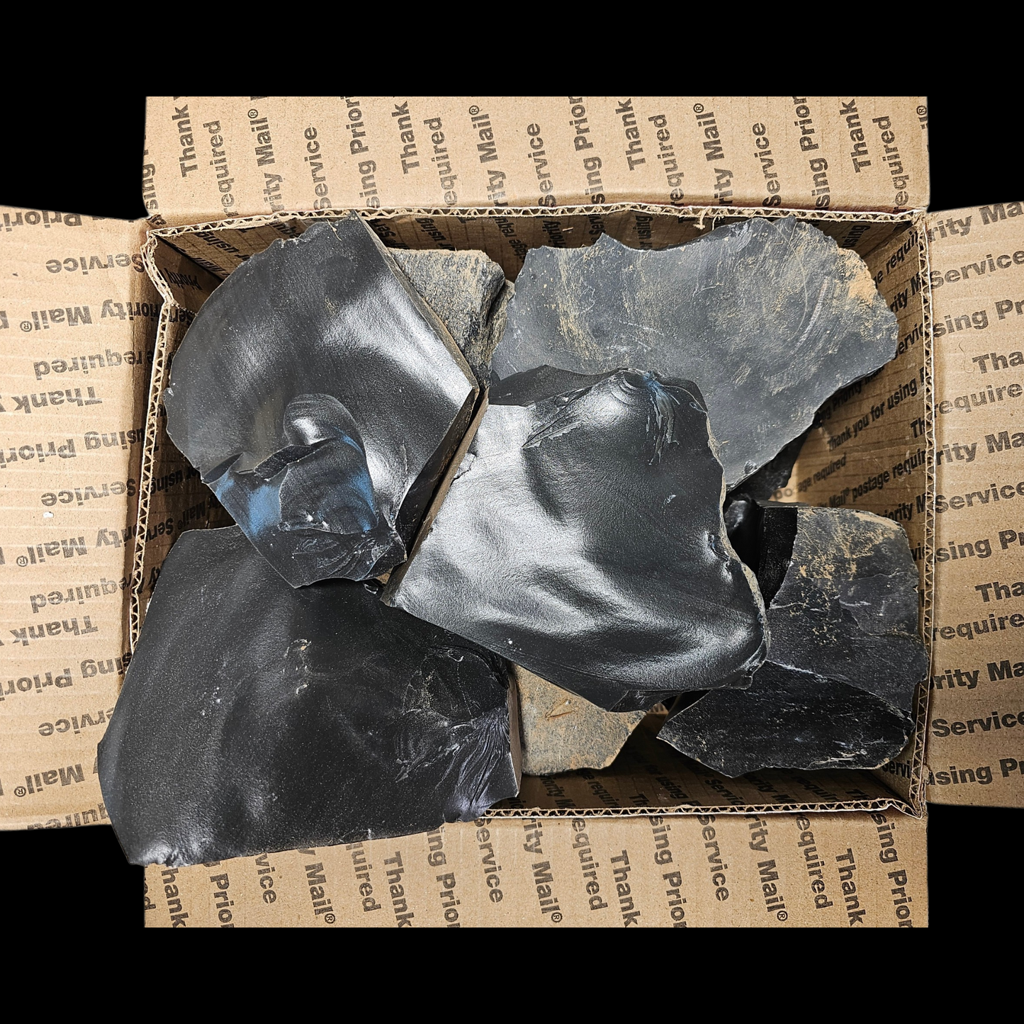 20 Lbs of Dacite Obsidian Spalls & Nodules