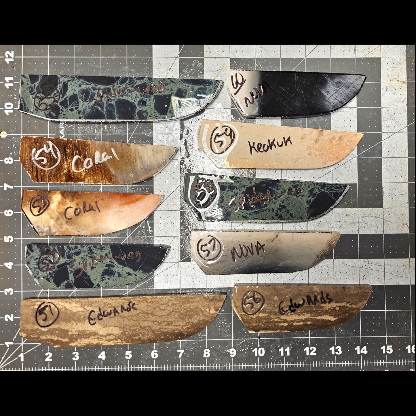 Page 6, Knife Blade Preforms,Flintknapping Slabs.