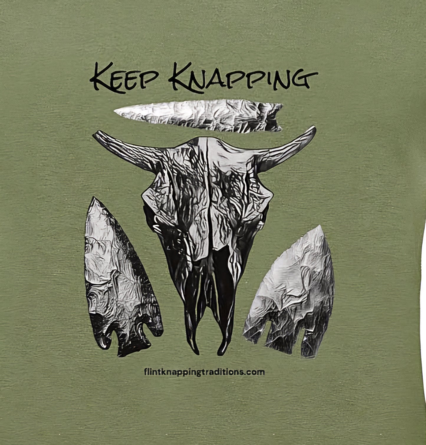 Flintknapping T Shirts, Keep Knapping 1st Edition.