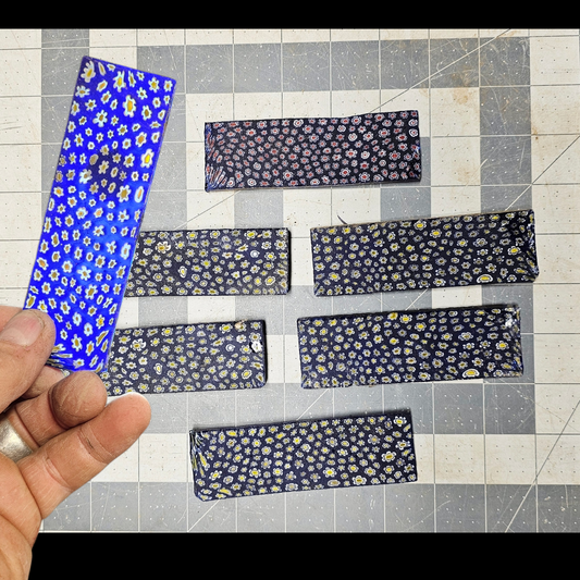 Millefiori Glass Slabs Flintknapping Slabs. Lapidary Millefiori slabs, Blue Millefiori Glass