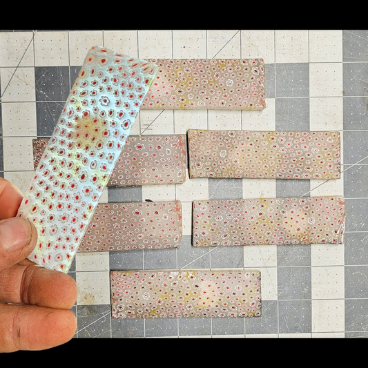 Millefiori Glass Slabs Flintknapping Slabs. Lapidary Millefiori slabs, White Millefiori Glass