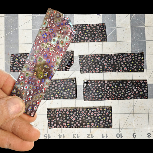 Millefiori Glass Slabs Flintknapping Slabs. Lapidary Millefiori slabs, Purple Millefiori Glass