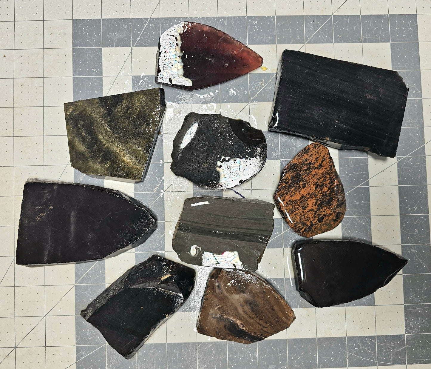 Box 13 Obsidian Percussion Slabs Mixed Obsidian Slabs