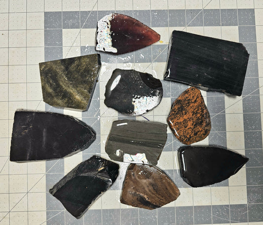 Box 13 Obsidian Percussion Slabs Mixed Obsidian Slabs