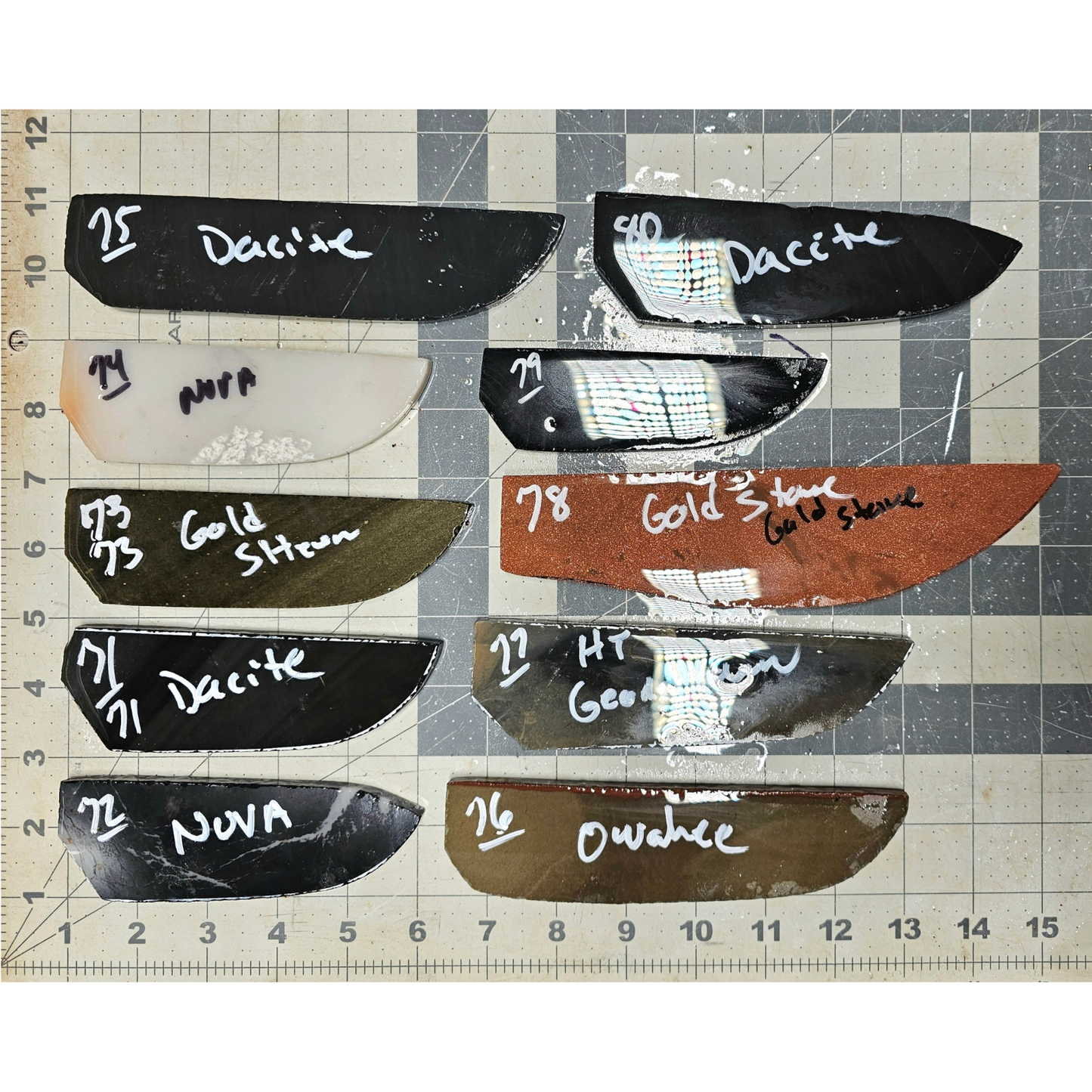 Page 8, Knife Blade Preforms,Flintknapping Slabs.