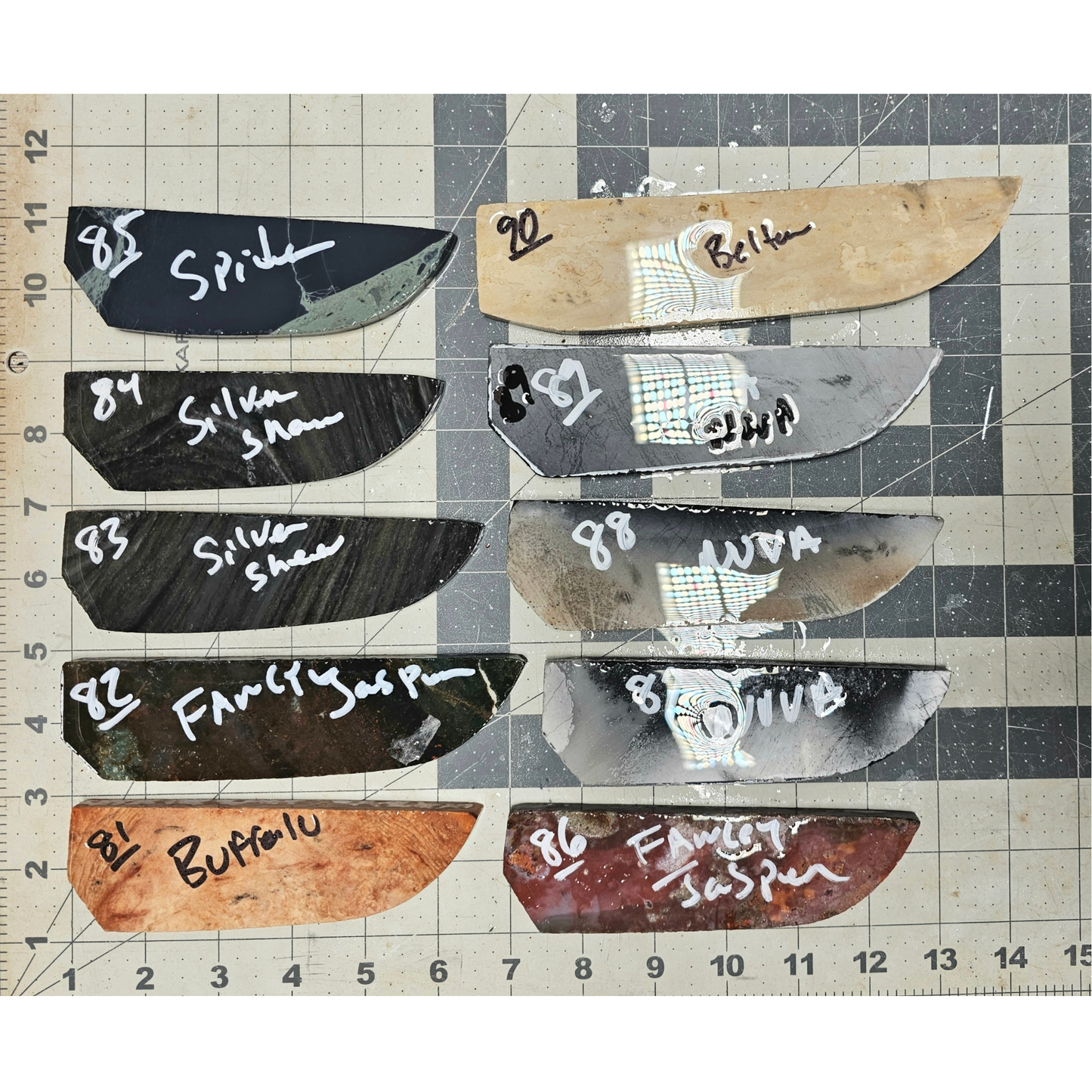 Page 9, Knife Blade Preforms,Flintknapping Slabs.