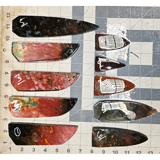 Page 1, Fancy Jasper Preforms,Flintknapping Slabs.