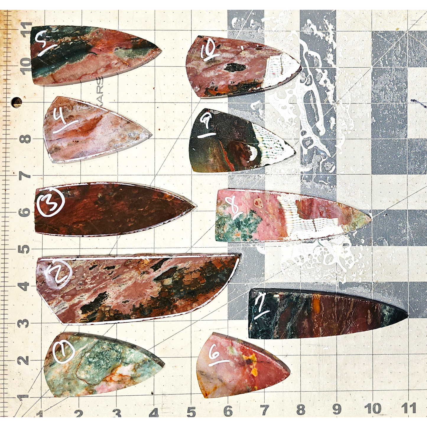 Page 1, Fancy Jasper Preforms,Flintknapping Slabs.
