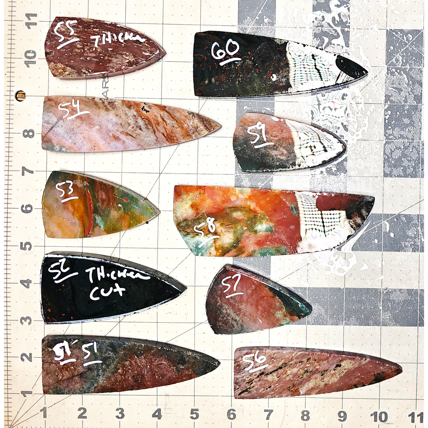 Page 6, Fancy Jasper Preforms,Flintknapping Slabs.