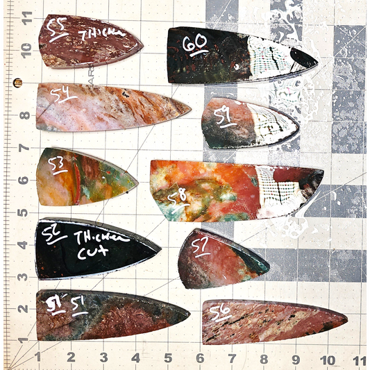 Page 6, Fancy Jasper Preforms,Flintknapping Slabs.