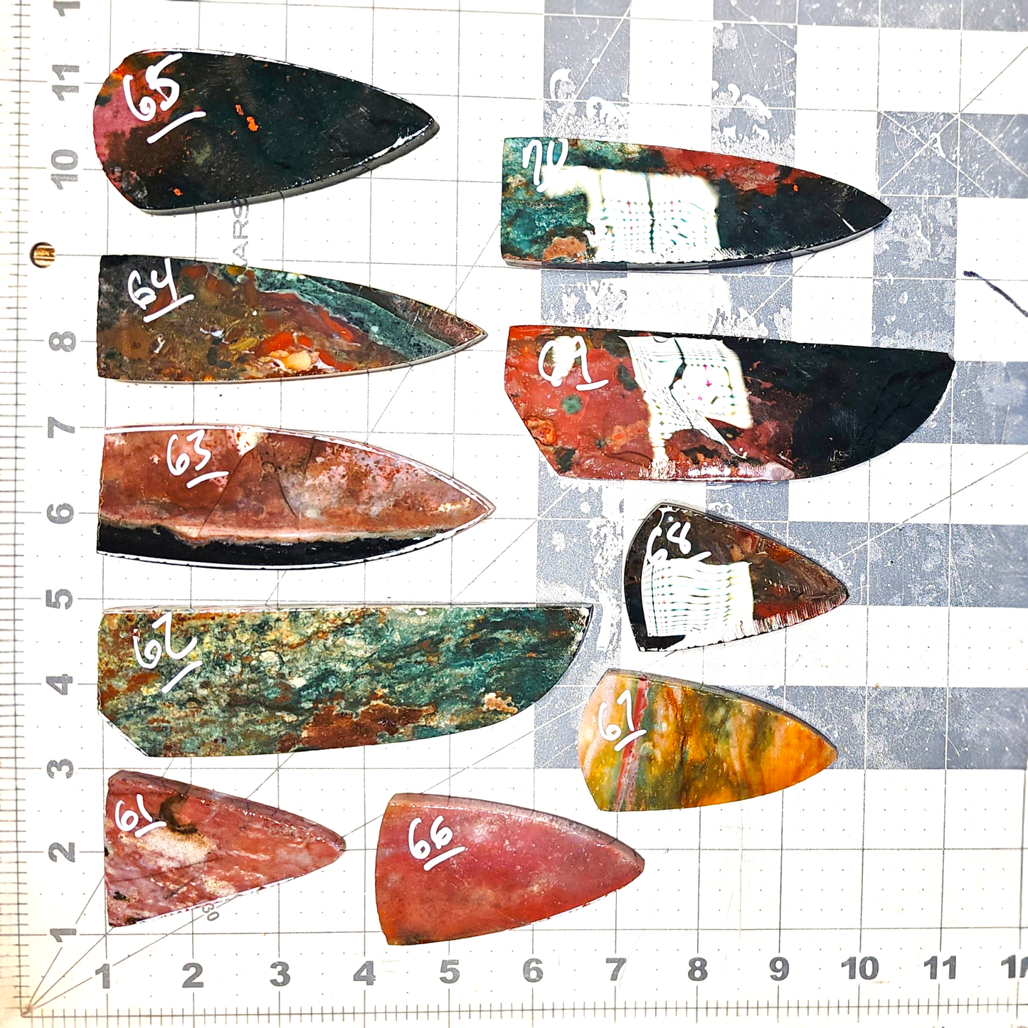 Page 7, Fancy Jasper Preforms,Flintknapping Slabs.