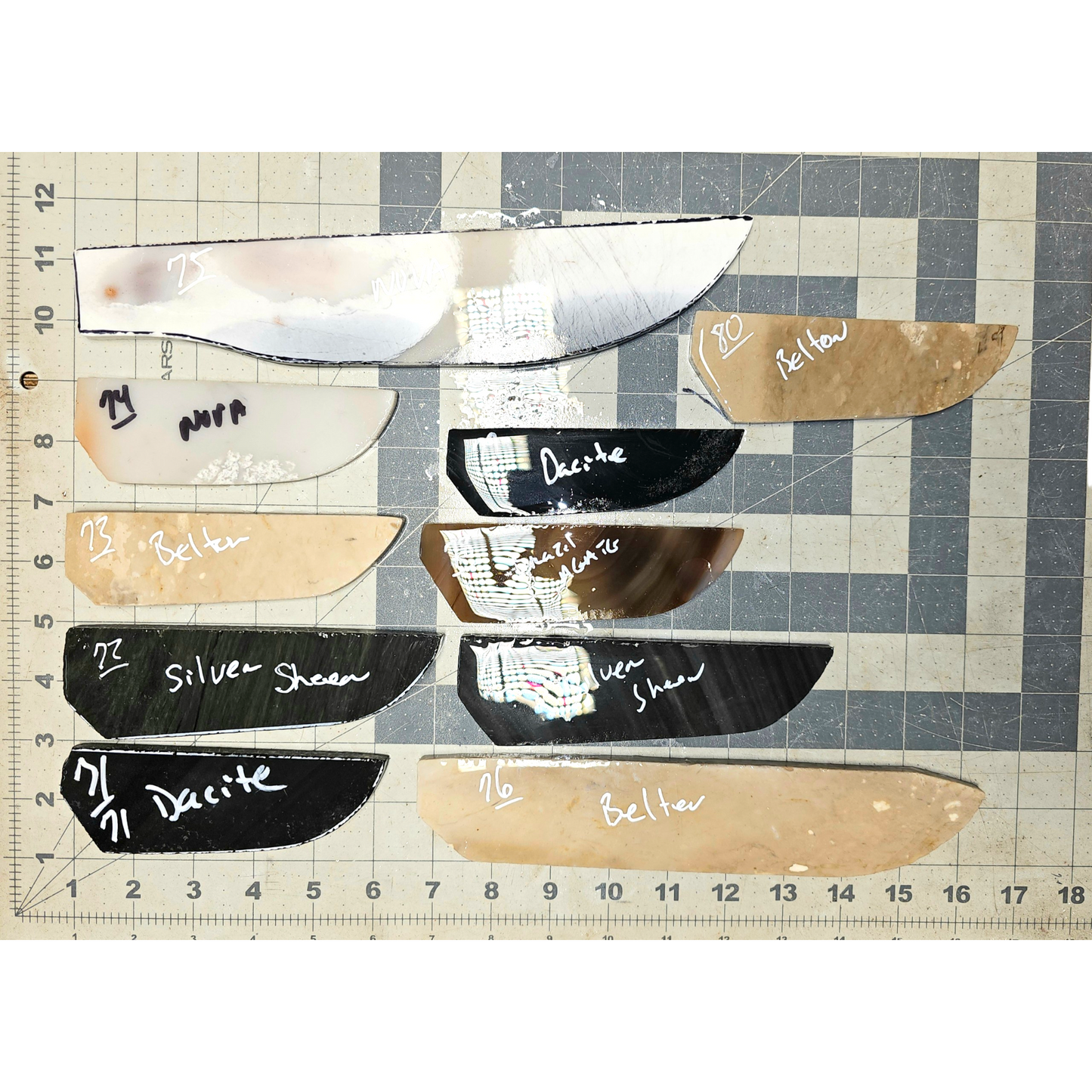 Page 8, Knife Blade Preforms,Flintknapping Slabs.