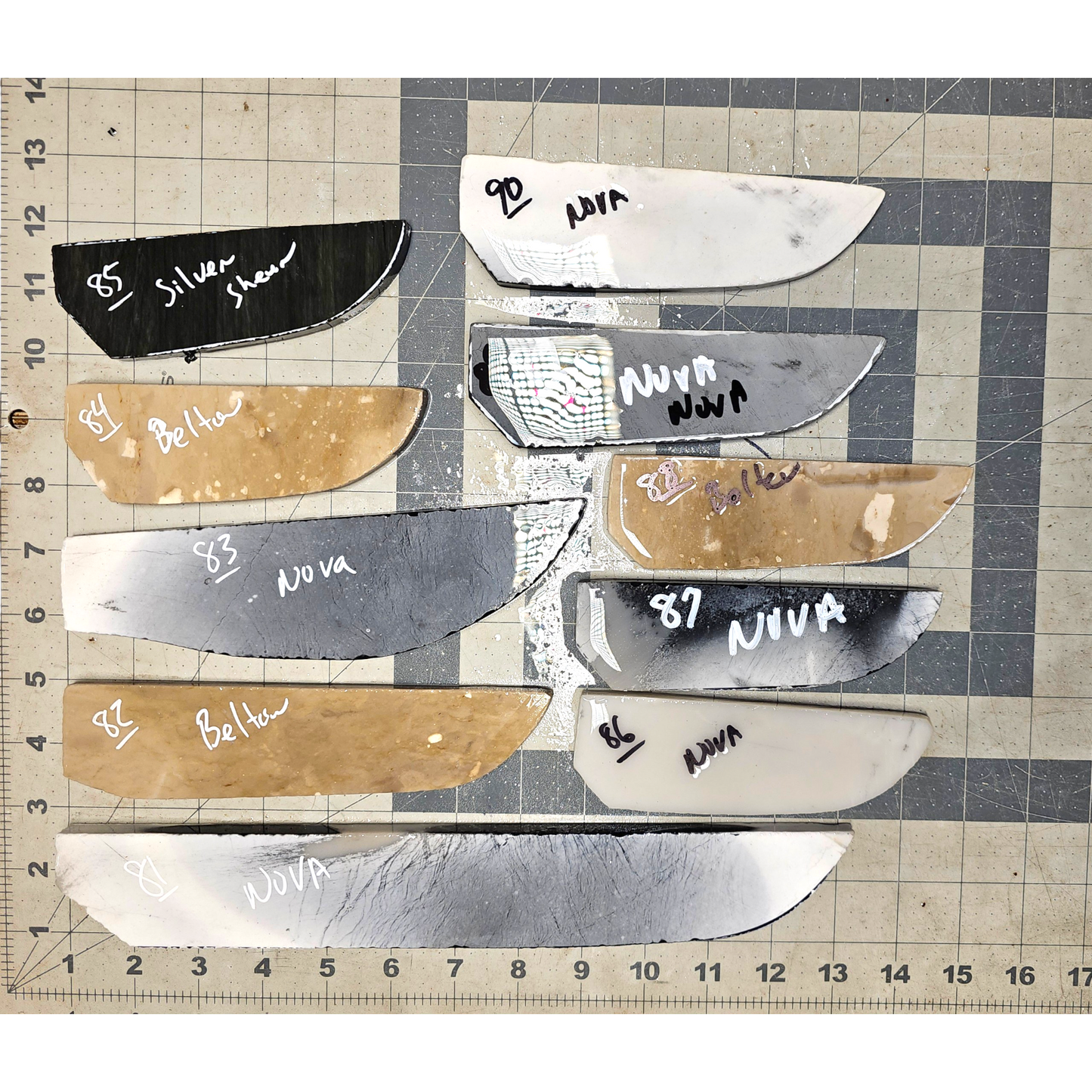 Page 9, Knife Blade Preforms,Flintknapping Slabs.