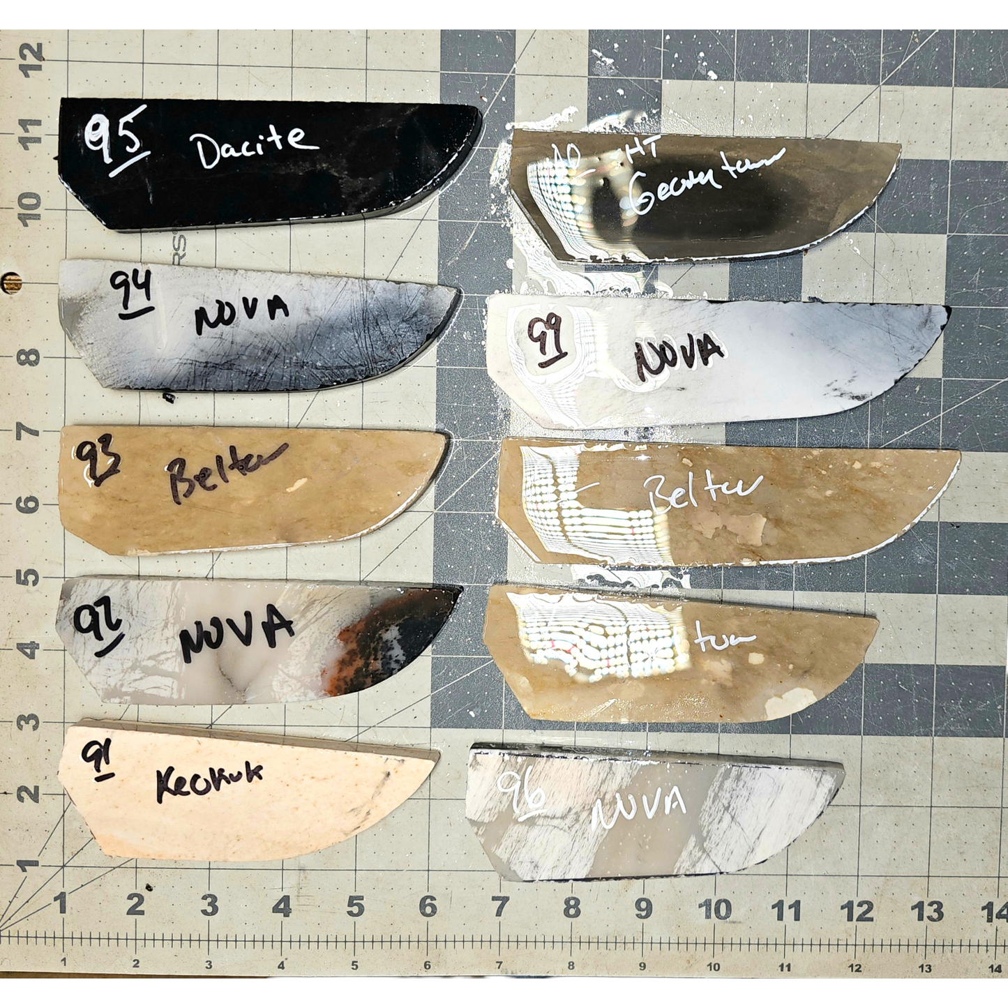 Page 10, Knife Blade Preforms,Flintknapping Slabs.