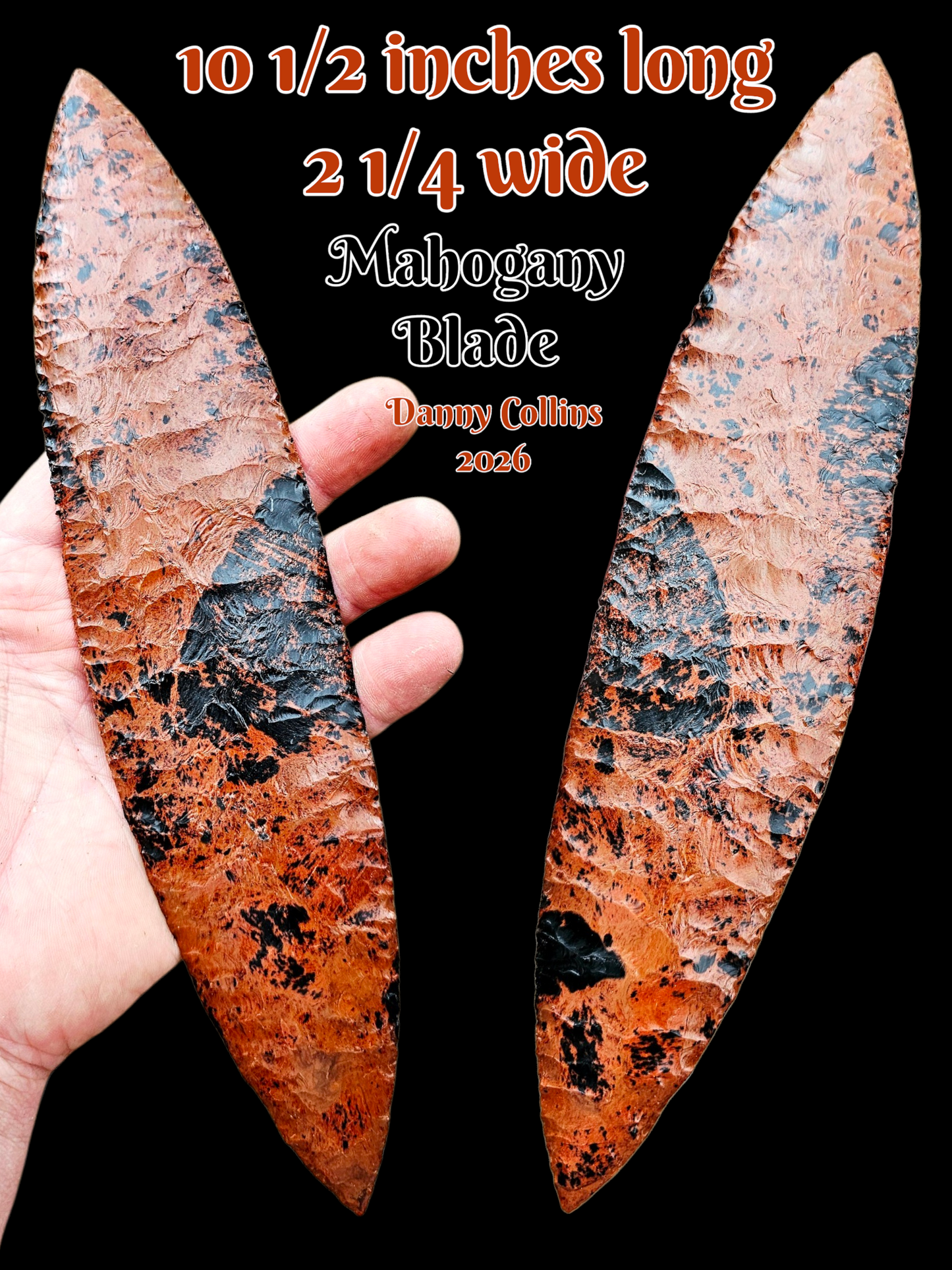 Mahogany Obsidian Blade, ceremonial Blade / Spear Point
