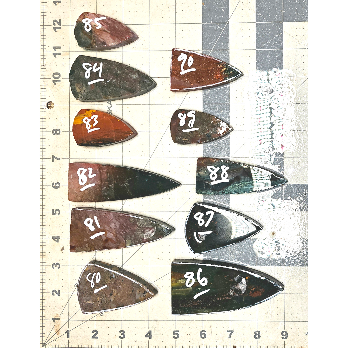 Page 9, Fancy Jasper Preforms,Flintknapping Slabs.
