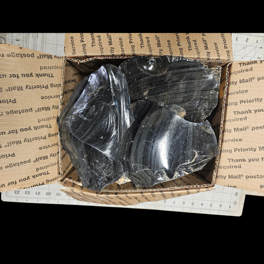 20 Lbs of Silver Sheen Obsidian Spalls & Nodules