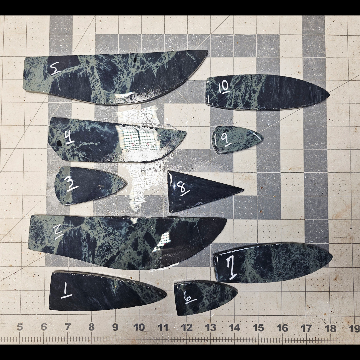 Page 1 Spiderweb Preforms, Spiderweb Obsidian Flintknapping Slabs.