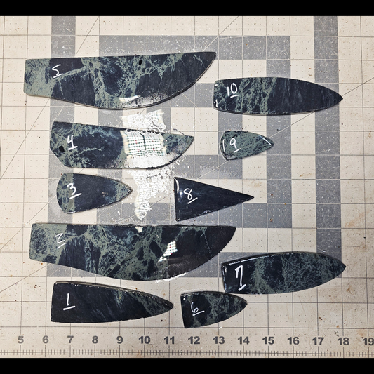 Page 1 Spiderweb Preforms, Spiderweb Obsidian Flintknapping Slabs.