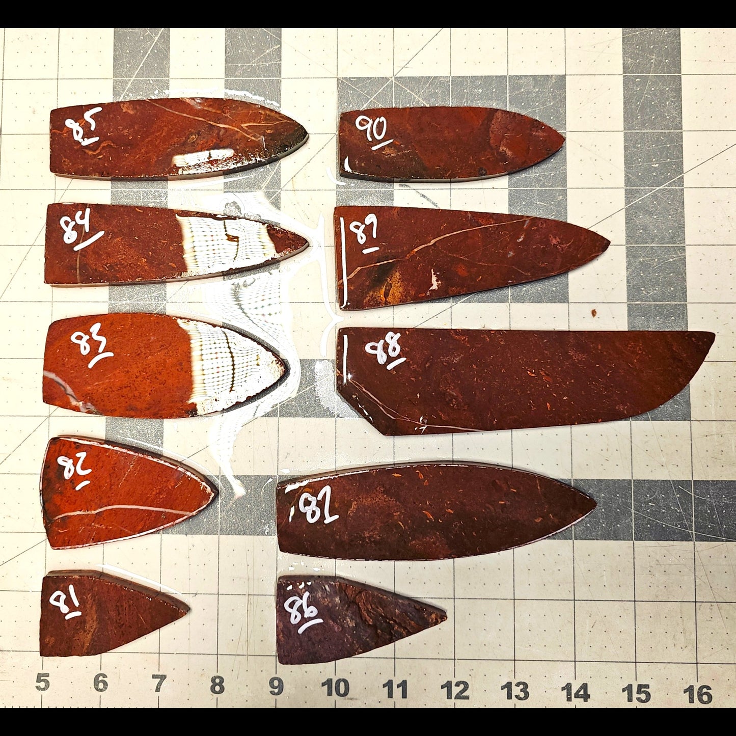 Page 9, Fancy Jasper Preforms,Flintknapping Slabs.