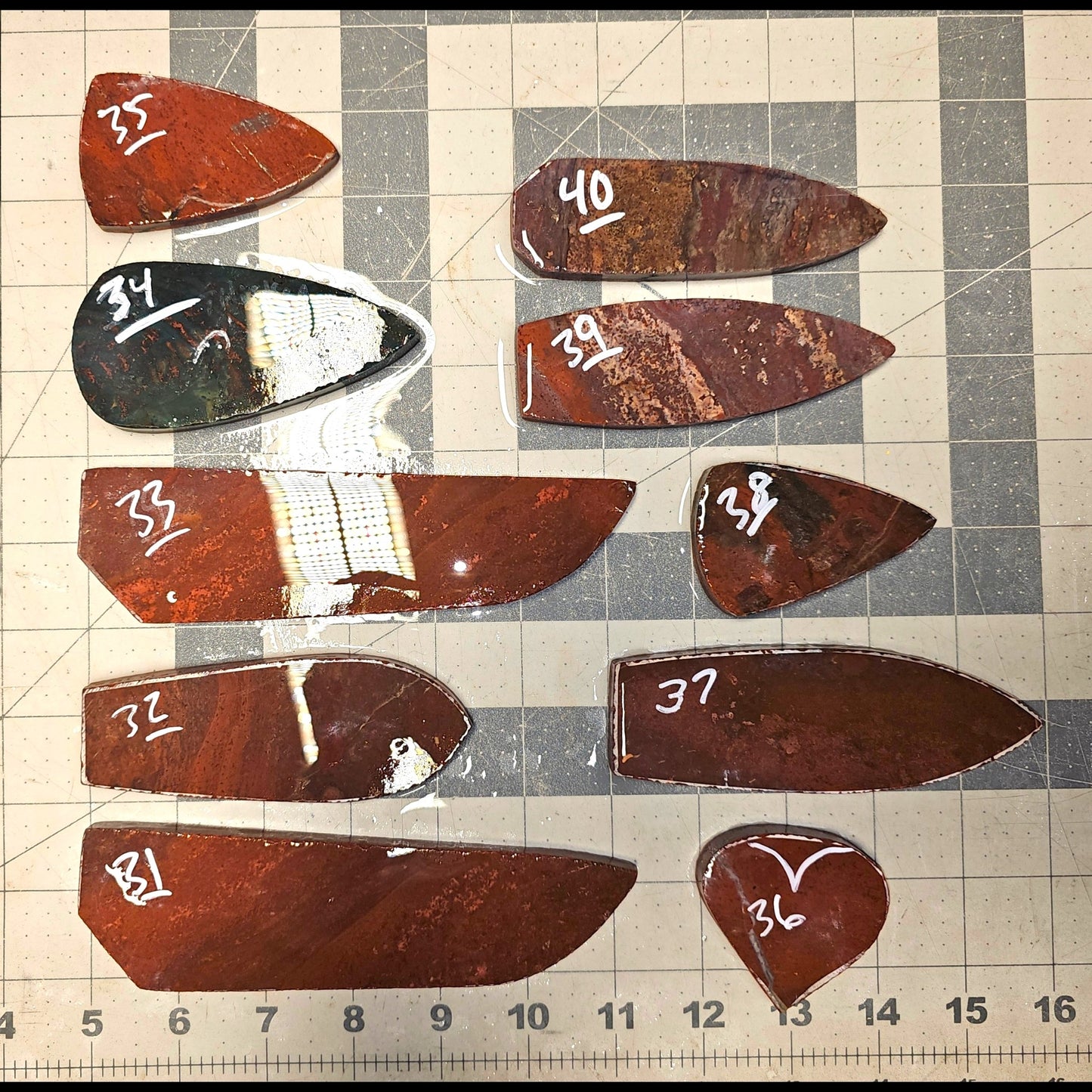 Page 4, Fancy Jasper Preforms,Flintknapping Slabs.