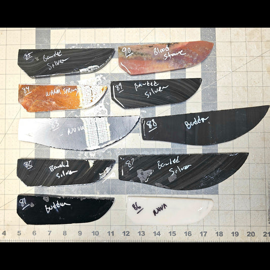 Page 9, Knife Blade Preforms,Flintknapping Slabs.