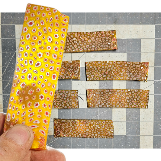 Millefiori Glass Slabs Flintknapping Slabs. Lapidary Millefiori slabs, Honey Millefiori Glass