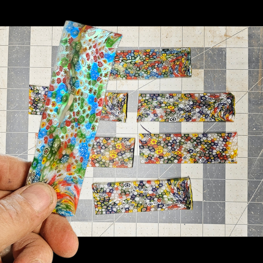Millefiori Glass Slabs Flintknapping Slabs. Lapidary Millefiori slabs, Confetti Millefiori Glass