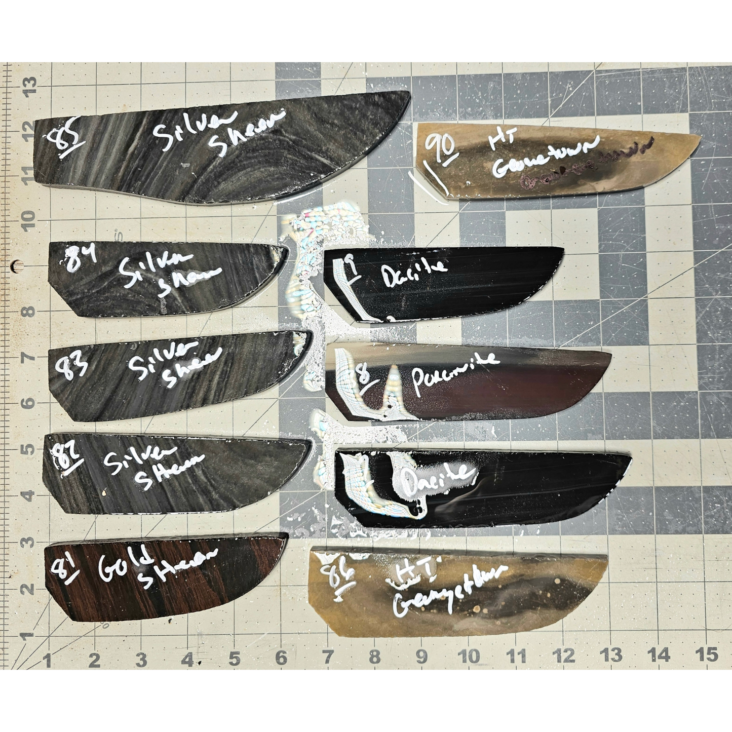 Page 9, Knife Blade Preforms,Flintknapping Slabs.