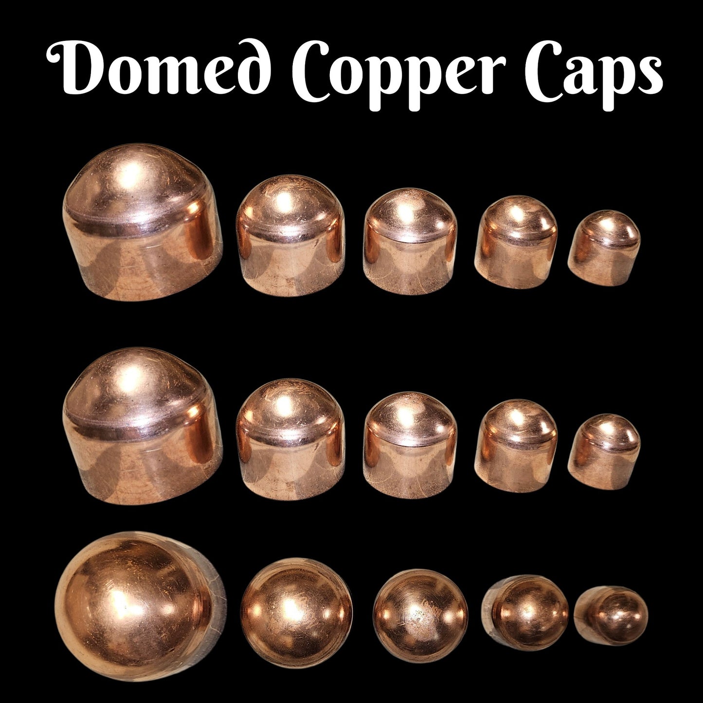 Domed copper caps for making hollow or led filled Boppers