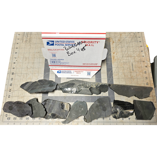 Box 4 Burns Green Obsidian & Obsidian Percussion Slabs & End Cuts