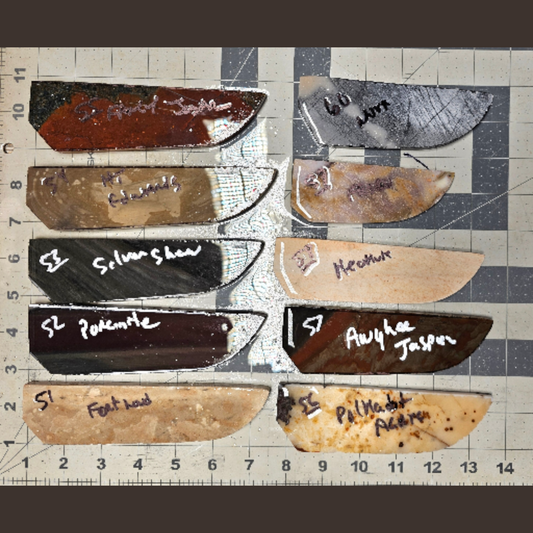 Page 6, Knife Blade Preforms,Flintknapping Slabs.
