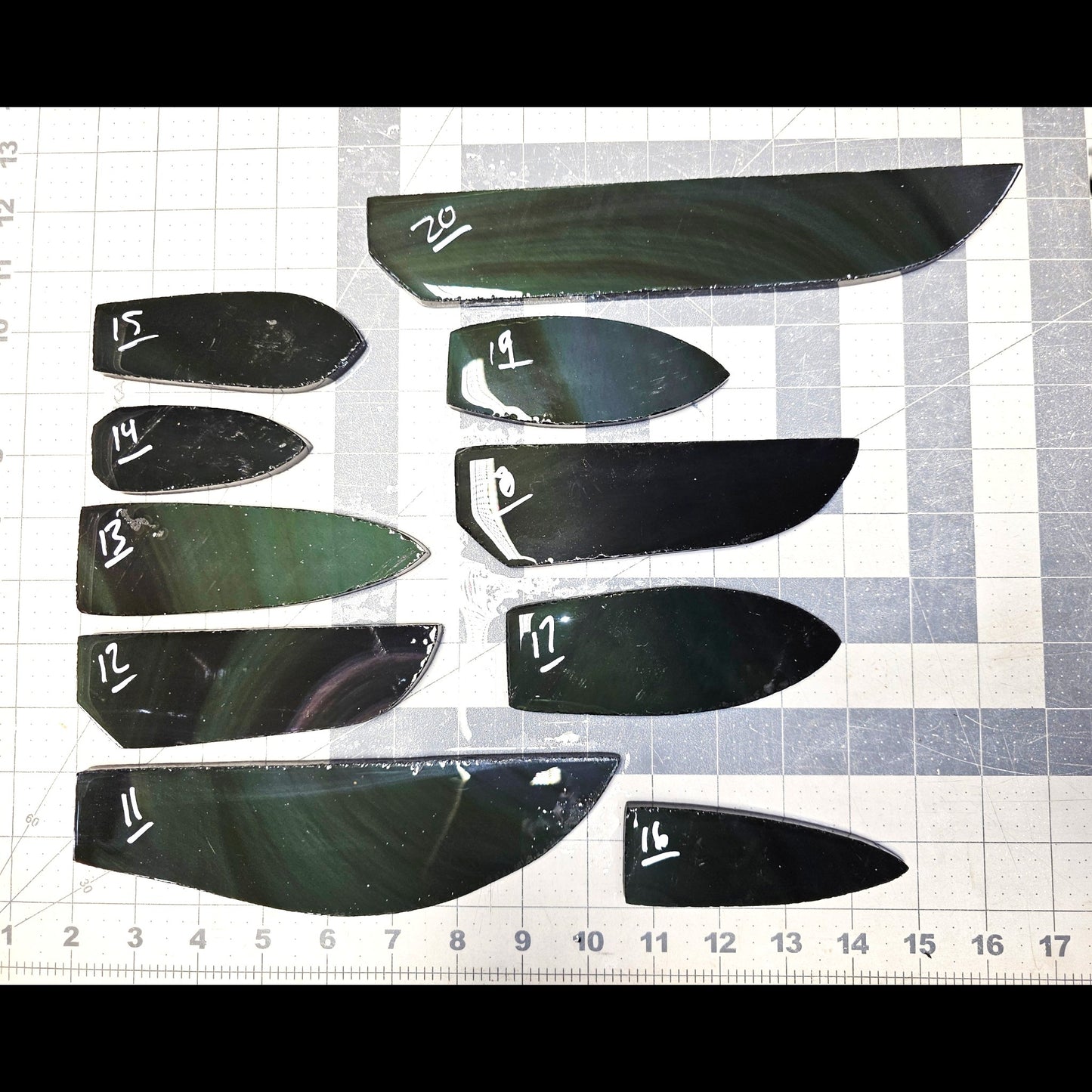 Page 2 Mexican Rainbow Obsidian Preforms, Flintknapping Slabs.