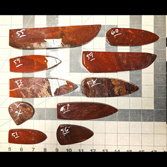 Page 6, Fancy Jasper Preforms,Flintknapping Slabs.