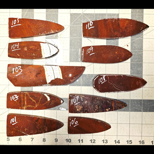 Page 11, Fancy Jasper Preforms,Flintknapping Slabs.