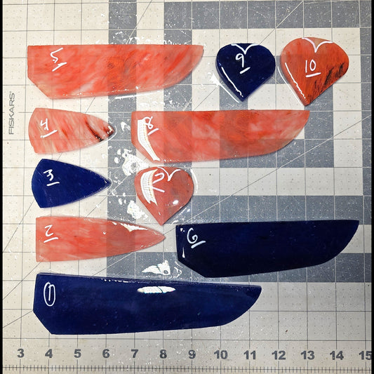 Page 1 Cherry & Blue Quartz Glass Preforms, Flintknapping Slabs.
