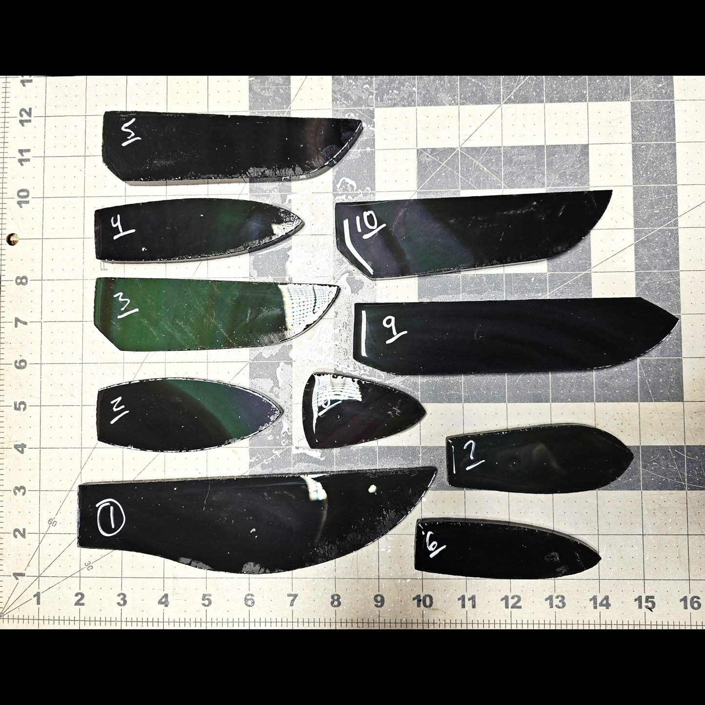 Page 1 Mexican Rainbow Obsidian Preforms, Flintknapping Slabs.