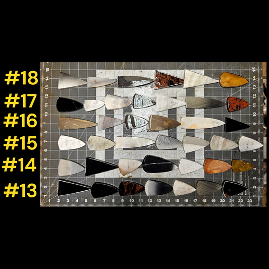 Page 3 Arrowhead Preforms, Mixed Material  Performs,Flintknapping Slabs.