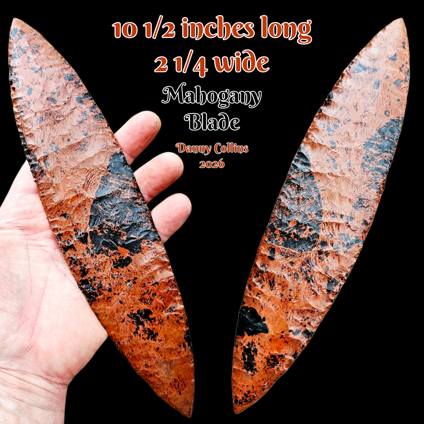 Mahogany Obsidian Blade, ceremonial Blade / Spear Point